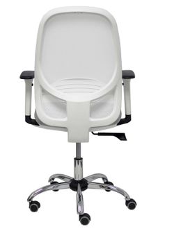 Silla de oficina ergonómica con mecanismo sincro, brazos regulables blancos y ajustable en altura