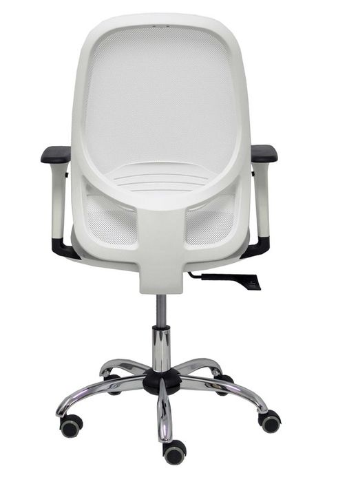 Silla de oficina ergonómica con mecanismo sincro, brazos regulables blancos y ajustable en altura