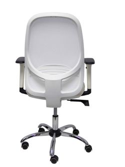 Silla de oficina ergonómica con mecanismo sincro, brazos regulables blancos y ajustable en altura