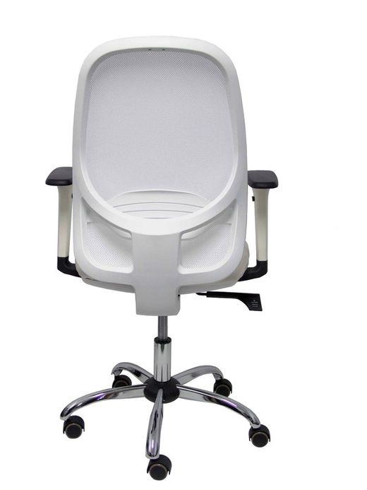 Silla de oficina ergonómica con mecanismo sincro, brazos regulables blancos y ajustable en altura