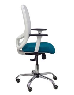 Silla de oficina ergonómica con mecanismo sincro, brazos regulables blancos y ajustable en altura