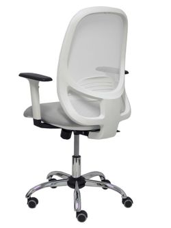 Silla de oficina ergonómica con mecanismo sincro, brazos regulables blancos y ajustable en altura