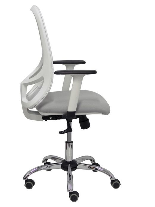 Silla de oficina ergonómica con mecanismo sincro, brazos regulables blancos y ajustable en altura
