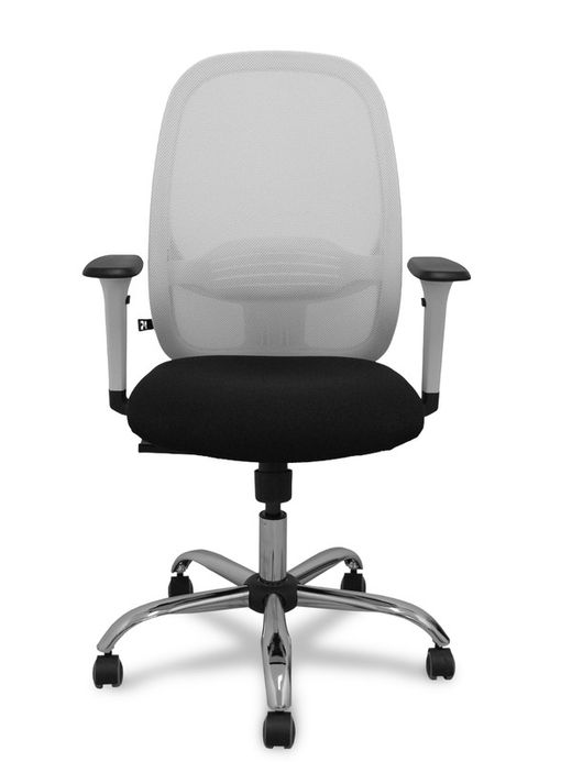 Silla de oficina ergonómica con mecanismo sincro, brazos regulables blancos y ajustable en altura