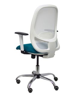 Silla de oficina ergonómica con mecanismo sincro, brazos regulables blancos y ajustable en altura