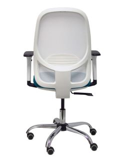 Silla de oficina ergonómica con mecanismo sincro, brazos regulables blancos y ajustable en altura