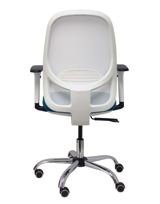 Silla de oficina ergonómica con mecanismo sincro, brazos regulables blancos y ajustable en altura