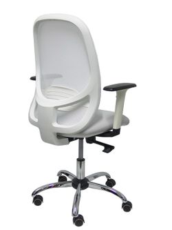 Silla de oficina ergonómica con mecanismo sincro, brazos regulables blancos y ajustable en altura
