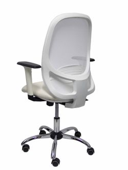 Silla de oficina ergonómica con mecanismo sincro, brazos regulables blancos y ajustable en altura