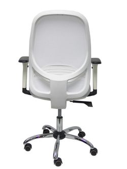 Silla de oficina ergonómica con mecanismo sincro, brazos regulables blancos y ajustable en altura