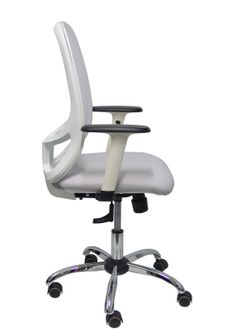 Silla de oficina ergonómica con mecanismo sincro, brazos regulables blancos y ajustable en altura