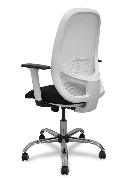 Silla de oficina ergonómica con mecanismo sincro, brazos regulables blancos y ajustable en altura