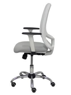 Silla de oficina ergonómica con mecanismo sincro, brazos regulables blancos y ajustable en altura