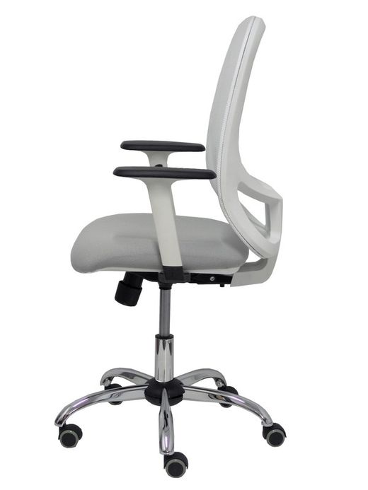 Silla de oficina ergonómica con mecanismo sincro, brazos regulables blancos y ajustable en altura