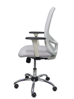 Silla de oficina ergonómica con mecanismo sincro, brazos regulables blancos y ajustable en altura