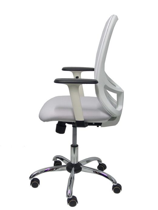 Silla de oficina ergonómica con mecanismo sincro, brazos regulables blancos y ajustable en altura