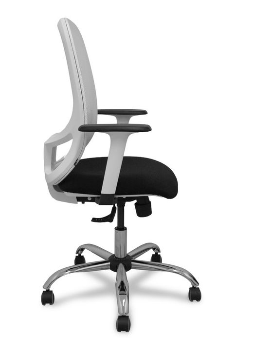 Silla de oficina ergonómica con mecanismo sincro, brazos regulables blancos y ajustable en altura