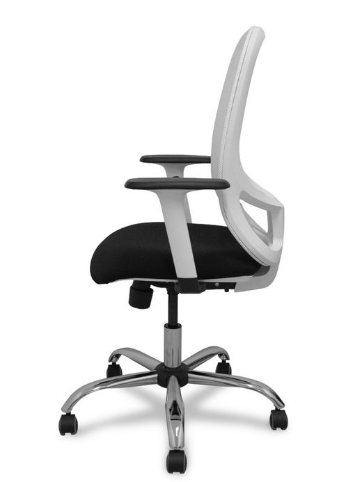 Silla de oficina ergonómica con mecanismo sincro, brazos regulables blancos y ajustable en altura