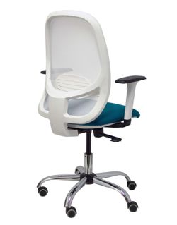 Silla de oficina ergonómica con mecanismo sincro, brazos regulables blancos y ajustable en altura