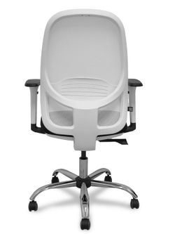Silla de oficina ergonómica con mecanismo sincro, brazos regulables blancos y ajustable en altura