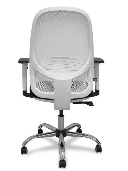 Silla de oficina ergonómica con mecanismo sincro, brazos regulables blancos y ajustable en altura