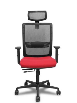 Silla de oficina ergonómica con mecanismo sincro con traslack, brazos regulables en 2D y ajustable en altura