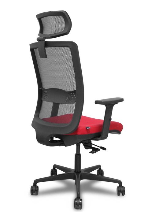 Silla de oficina ergonómica con mecanismo sincro con traslack, brazos regulables en 2D y ajustable en altura