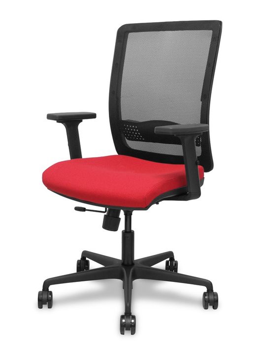 Silla de oficina ergonómica con mecanismo sincro con traslack, brazos regulables en 2D y ajustable en altura