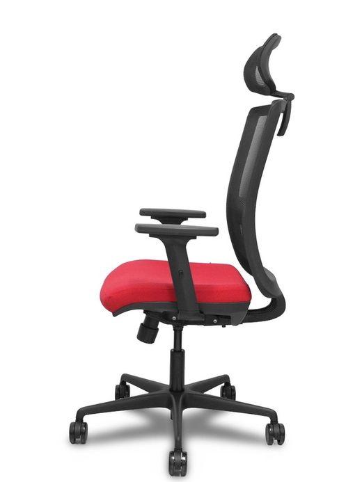 Silla de oficina ergonómica con mecanismo sincro con traslack, brazos regulables en 2D y ajustable en altura