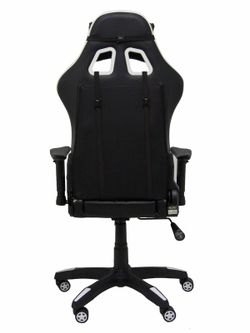 Silla Gaming con mecanismo basculante, regulable en altura y brazos regulables incluidos - Asiento y respaldo tapizados en SIMILPIEL negro y blanco