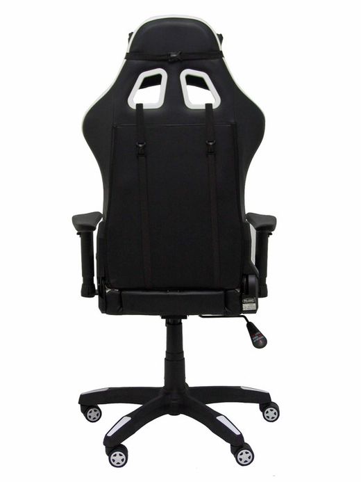 Silla Gaming con mecanismo basculante, regulable en altura y brazos regulables incluidos - Asiento y respaldo tapizados en SIMILPIEL negro y blanco