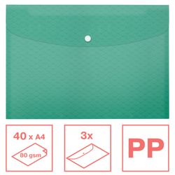 Envelope PP Colour'Breeze A4+ 3 pieces, green