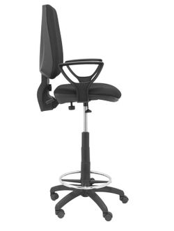 Taburete de oficina ergonómico con mecanismo de contacto permanente y regulable en altura color negro