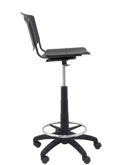 Taburete Robledo giratoria - Taburete de oficina ergonómica, regulable en altura y giratoria 360º -  Asiento y respaldo de plástico de color negro.