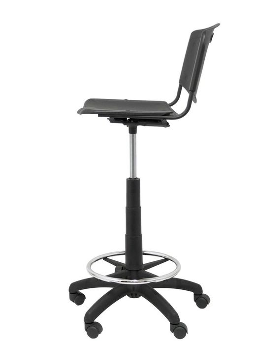 Taburete Robledo giratoria - Taburete de oficina ergonómica, regulable en altura y giratoria 360º -  Asiento y respaldo de plástico de color negro.