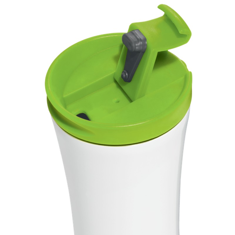 Tazza termica da viaggio WOW 380 ml, bianco/verde — KounterPRO