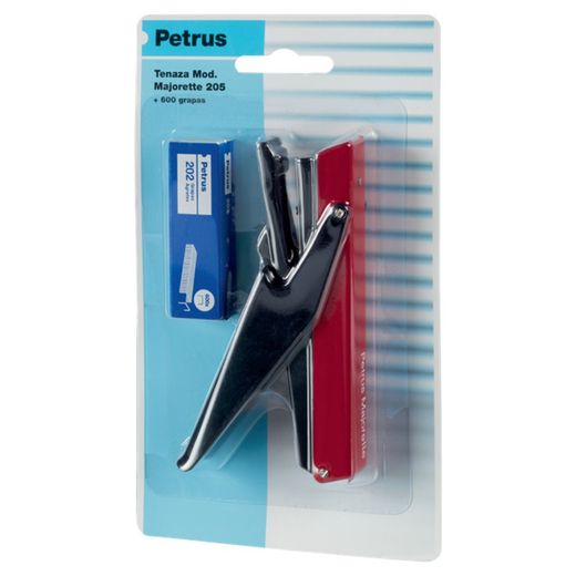 Petrus mini Majorette tang 205 + 1 æske hæfteklammer 202 (blister) assorterede farver