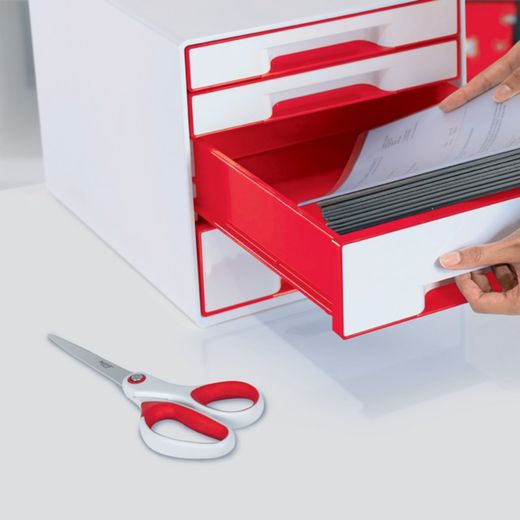 Ciseaux Leitz WOW (blister) Titane, 205mm, rouge