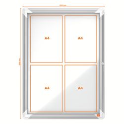 NOBO Premium Plus Outdoor-Vitrine mit Magnetboden 4 x A4-Blätter