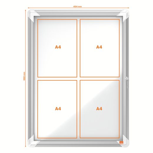 NOBO Premium Plus Outdoor-Vitrine mit Magnetboden 4 x A4-Blätter