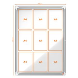 Vitrine externa NOBO Premium Plus com fundo magnético 9 x folhas A4