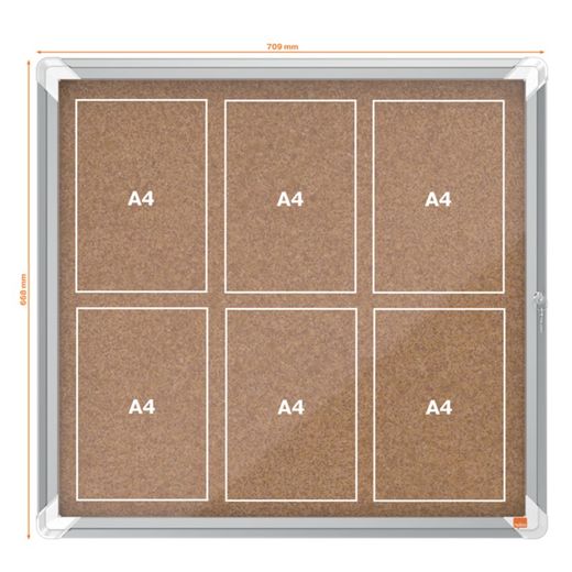 NOBO Premium Plus Vitrine mit Korkboden 6 x A4 Blatt