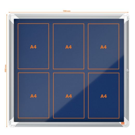 NOBO Premium Plus Vitrine mit Filzboden 6xA4, blau