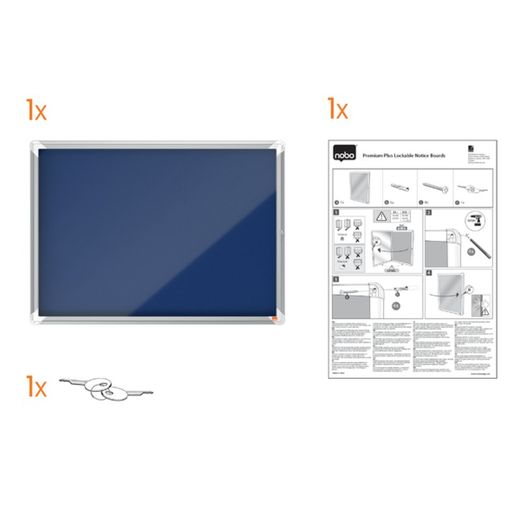 NOBO Premium Plus Vitrine mit Filzboden 6xA4, blau