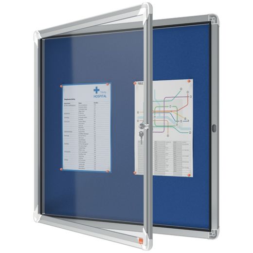 NOBO Premium Plus Vitrine mit Filzboden 6xA4, blau