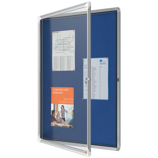 NOBO Premium Plus Vitrine mit Filzboden 9xA4, blau