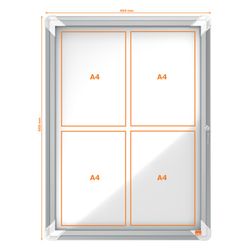 NOBO Premium Plus showcase with magnetic bottom 4 x A4 sheets