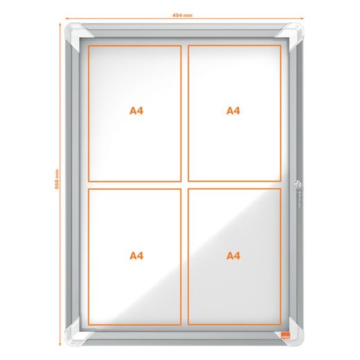NOBO Premium Plus showcase with magnetic bottom 4 x A4 sheets