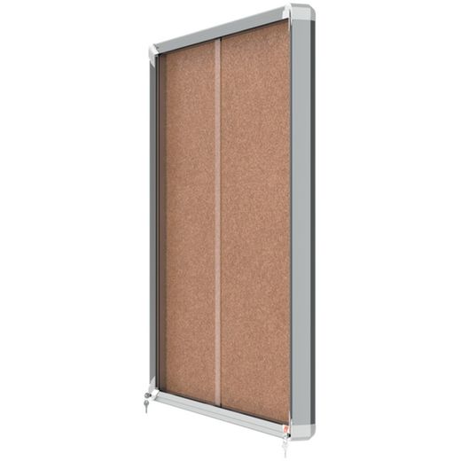 Vitrine NOBO Premium Plus com fundo de cortiça porta deslizante 12 x folhas A4