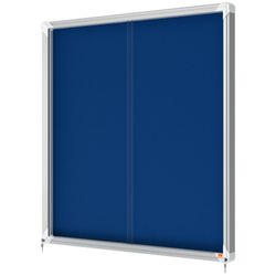 Vitrine NOBO Premium Plus com fundo de feltro porta deslizante 12xA4 folhas, azul